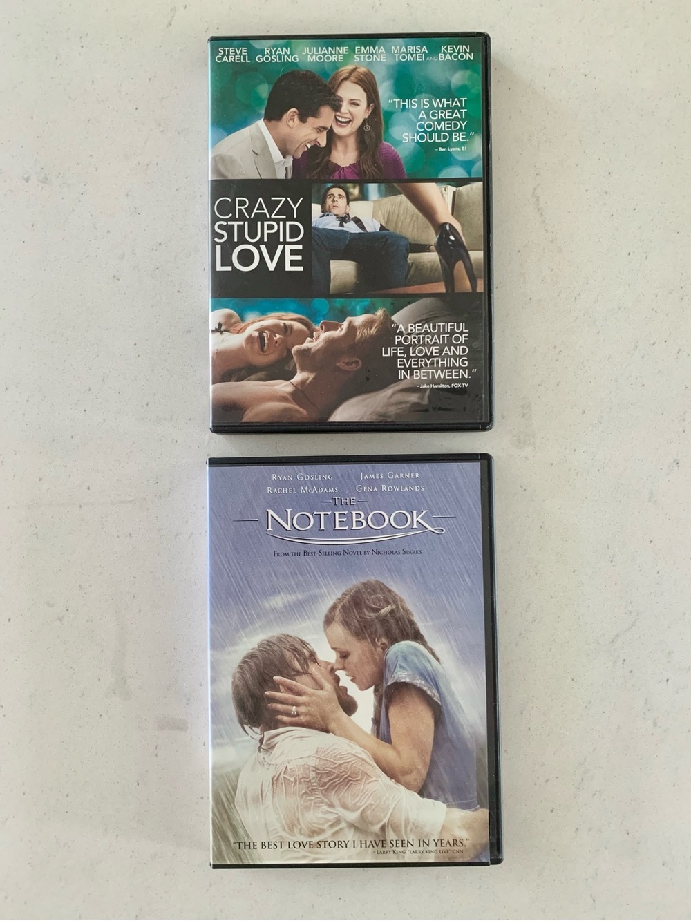 Crazy Stupid Love and The Notebook DVDs - romcom, chick flicks